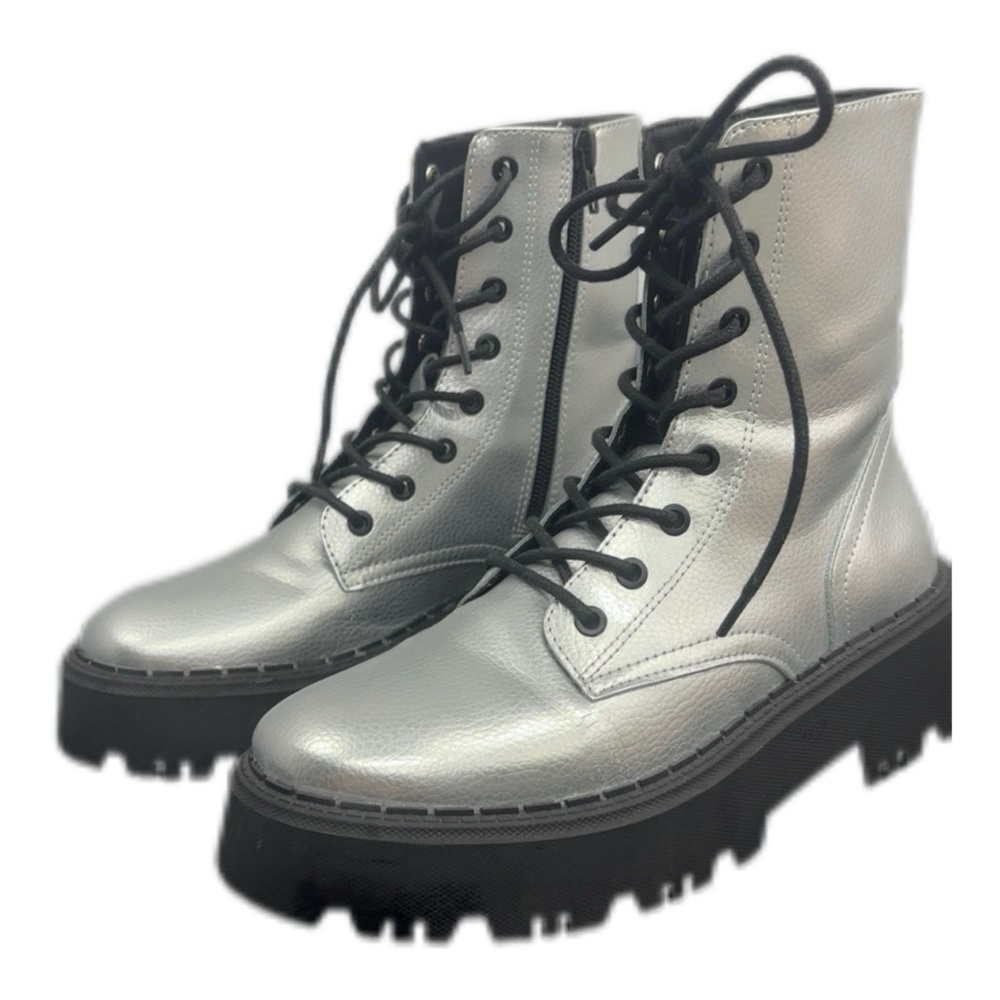 Zara Metallic Silver Ankle Boots